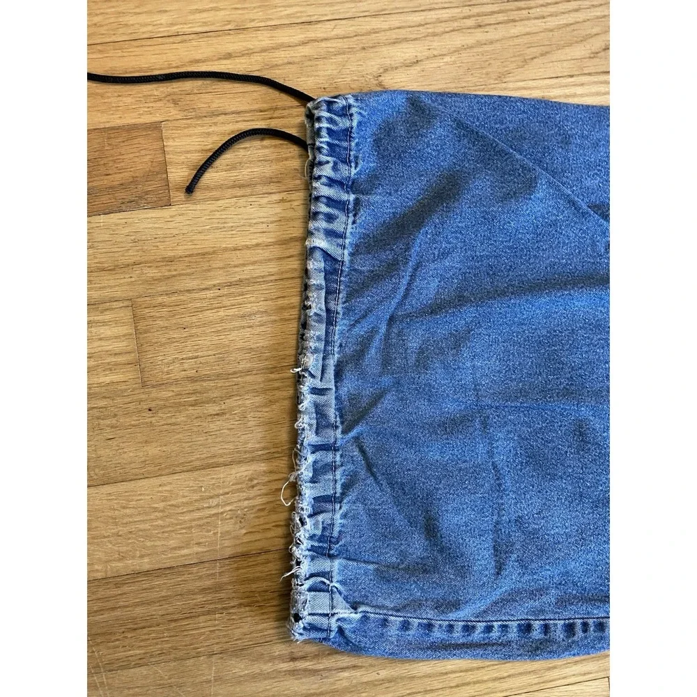 Vintage 90s KIKWEAR Wide Leg Denim Cargo Capri Pants Rave Skater Y2K -size S